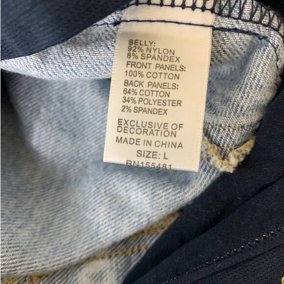 Simple Society Maternity Straight Distressed Stretch Blue Denim Jeans Large NEW - Picture 5 of 12